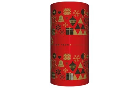 Новорічний тубус "Святковий орнамент (червоний)" (370 грам) - 19544